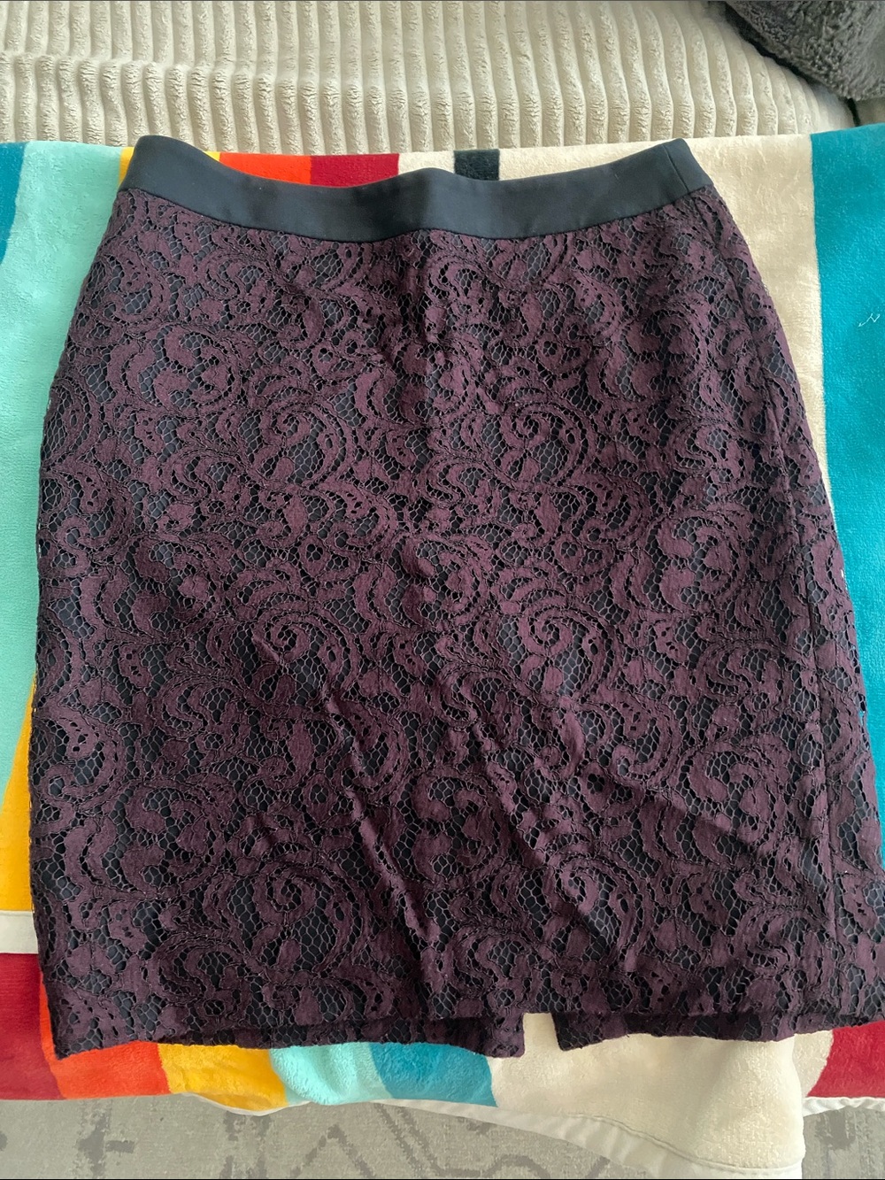 LOFT Lace Pencil Skirt in Deep Plum
